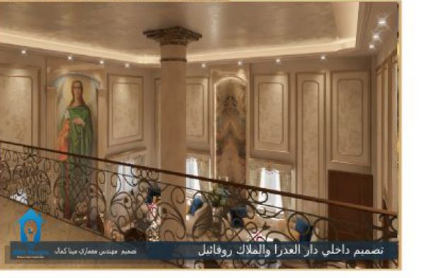 grand hall with statues and crystal chandeliers