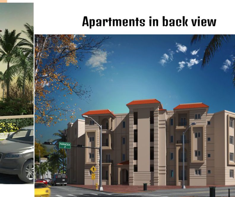 apartments back view rendering