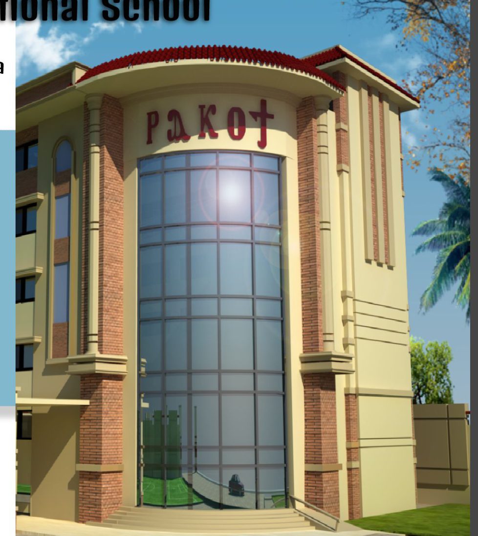 Rakoty Language National School — neo-classic facade rendering with arched glazing