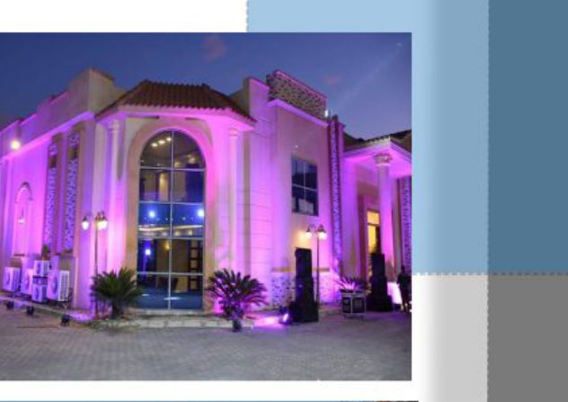 Royal Wedding Complex illuminated purple-violet night facade