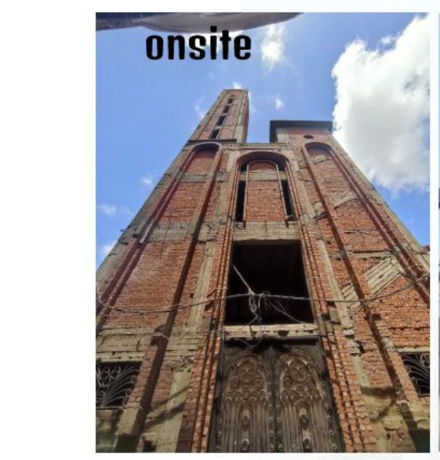 Saint Wanas Church brick tower onsite photo