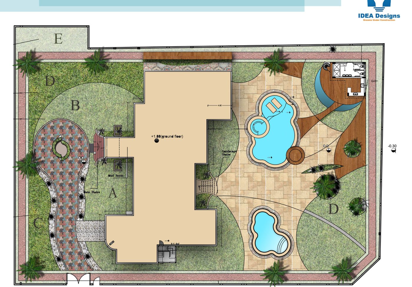full property landscape master plan with pool