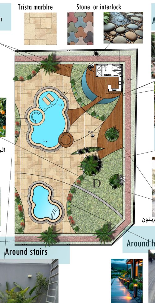back yard landscape plan with pool